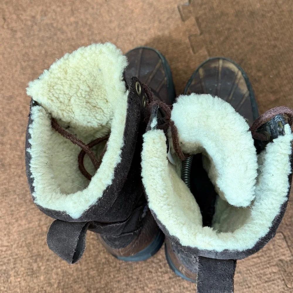 Vtg Polo Ralph Lauren Hamlin Brown Leather Shearling Lined Duck Boots Men 10.5 D